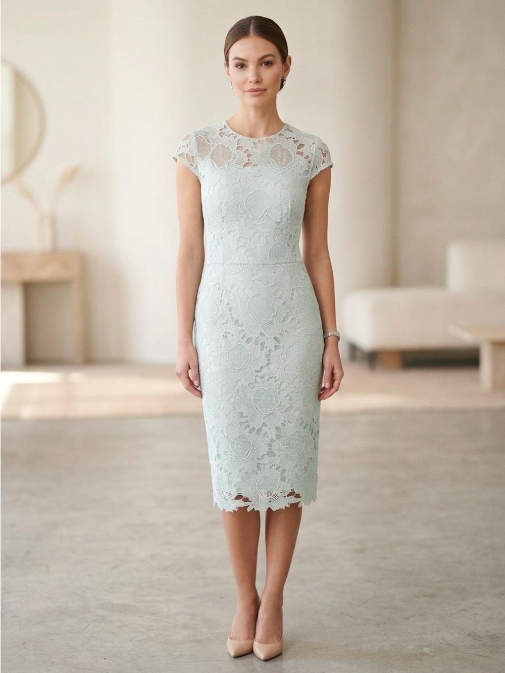 Ted Baker Raenna Mint Green Lace Sheath Dress 4 Elegant Cocktail Wedding Guest